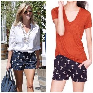 J. Crew Candy Anchor Chino Shorts 0 navy blue white red cotton